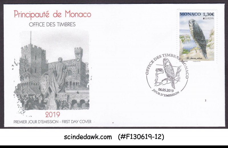 MONACO - 2019 EUROPA / NATIONAL BIRDS / FALCON - FDC