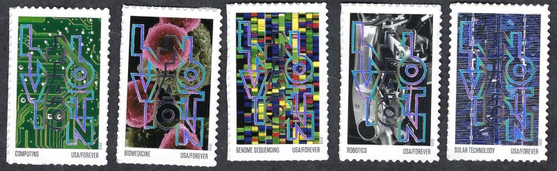 United States #5514-18 Forever (55¢) Innovations (2020). Five singles. MNH