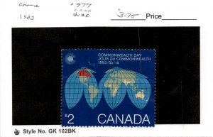 Canada, Postage Stamp, #977 Used, 1983 Map Globe (AJ)