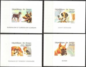 Congo 1999 Dogs 4 S/S Mi. Cat. 100 Eur. MNH