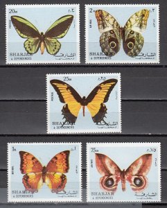 Sharjah, Mi cat. 1018-1022 A. Butterflies issue. ^