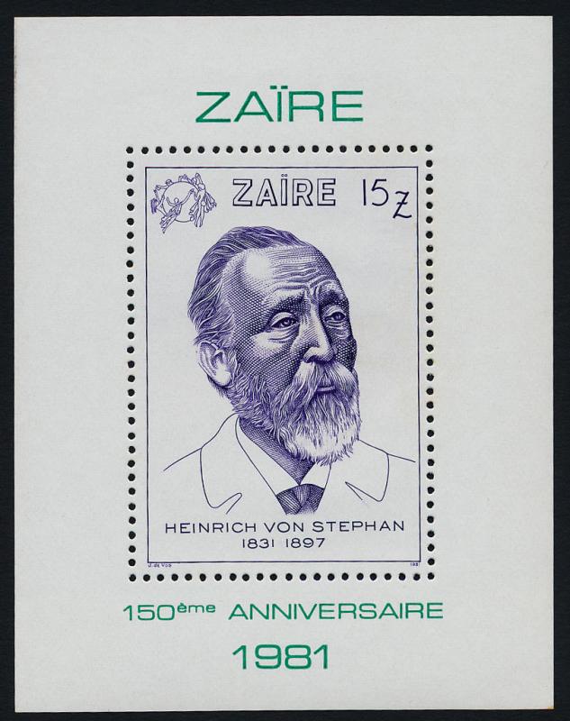 Zaire 1036 MNH UPU, Heinrich von Stephan