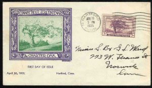 United States First Day Covers #772-1, 1935 3c Connecticutt, Grandy cachet in...