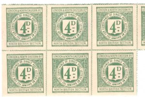 GB Scotland L&NER(NB) RAILWAY Letter Stamp BLOCK{7} 4d NORTH BRITISH Mint RS37