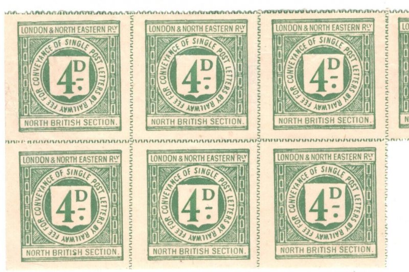 GB Scotland L&NER(NB) RAILWAY Letter Stamp BLOCK{7} 4d NORTH BRITISH Mint RS37