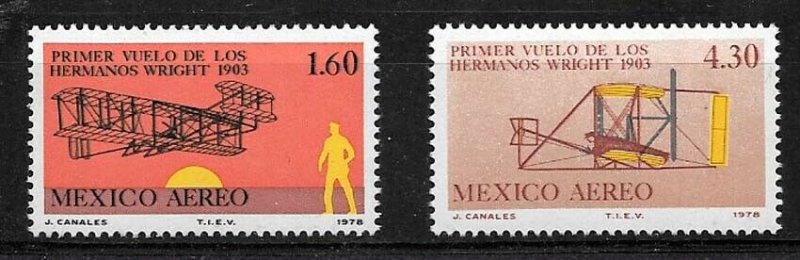 #913 MEXICO 1978 AVIATION AVION BROTHERS WRIGHT YV AE 492-3 MNH