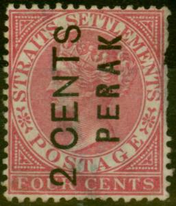 Perak 1883 2c on 4c Rose SG15 Unused Scarce