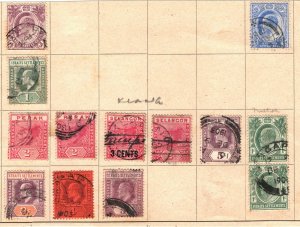 MALAYA Stamps{13} KEVII Straits SELANGOR Tiger *Klang* Page ex Collection MA1042