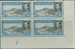 Ascension 1938 SG43a 6d KGVI Three Sisters p13 imprint block right MNH