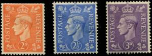 Greatr Britain SC# 261-3 SG# 488-90  George VI MH/MH/MNH