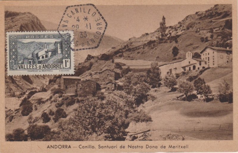 Andorra French Administration 1c Chapel of Meritxell 1933 Canillo, Valees d'A...