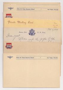 Group OF USO & ARMY AIR CORPS Gunnery Correspondence Cards