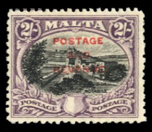 Malta #162 Cat30, 1928 2sh deep violet and black, hinged