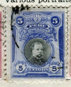 PERU;  1918 early Portrait issue fine used 5c. value