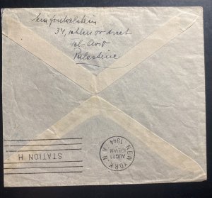 1944 Tel Aviv Palestine Airmail cover To New York USA No Censor 