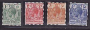 British Honduras-Sc#75-8- id13-four unused NH og KGV values-1913-17-