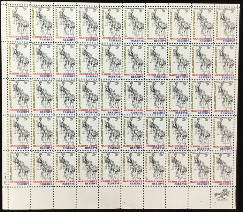 1315   Marine Corps Reserve   MNH Untagged 5 c Sheet of 50    FV $2.50   In 1966