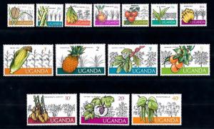 [66582] Uganda 1975 Flora Fruits Plants Tobacco Coffee Tea 14 Values MNH