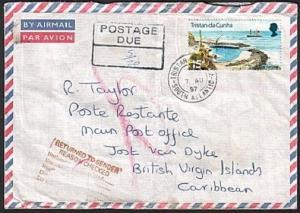 TRISTAN DA CUNHA 1997 Returned postage due cover to Virgin Is..............78830