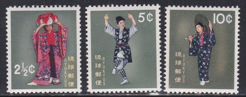 Ryukyu Islands # 66-68, Dancers, Short Set, NH, 1/3 Cat.