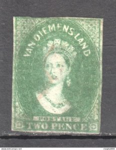 Tas024 1857 Australia Tasmania Two Pence 1St Printing Henry Best Inverted Wmk...