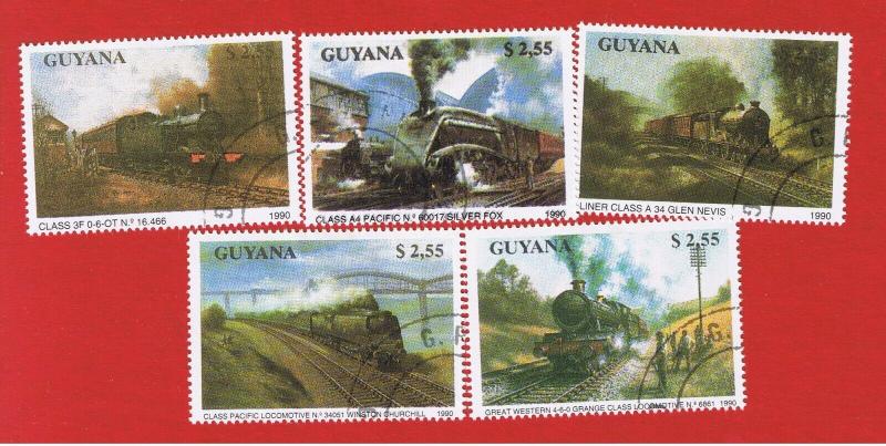 Guyana  #2291-2295  CTO   Locomotives  Free S/H