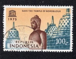 Indonesia 1975 100r Temple, Scott 950 used, value = $4.25