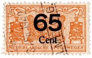 (I.B) Netherlands Railway (Spoorwegen) : Parcel Stamp 65c