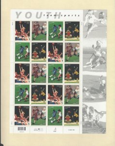 U S Full Sheet Of Mint Stamps Scott #3399-3402 Youth Team Sports---