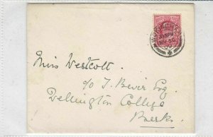 Great Britain 1909 Wellington Coll Station Railway Cancel Stamps Cover Ref 34053