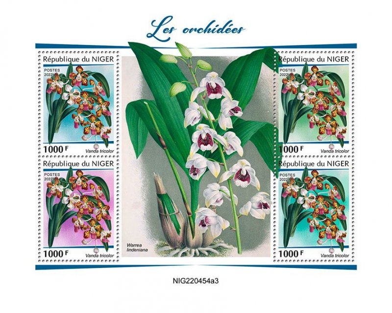 NIGER - 2022 - Orchids - Perf 4v Sheet #3 - Mint Never Hinged