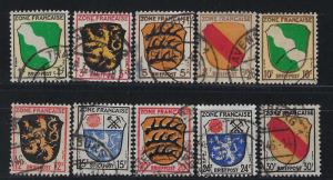 Germany - under French occupation - Scott # 4N1 - 4N10, used