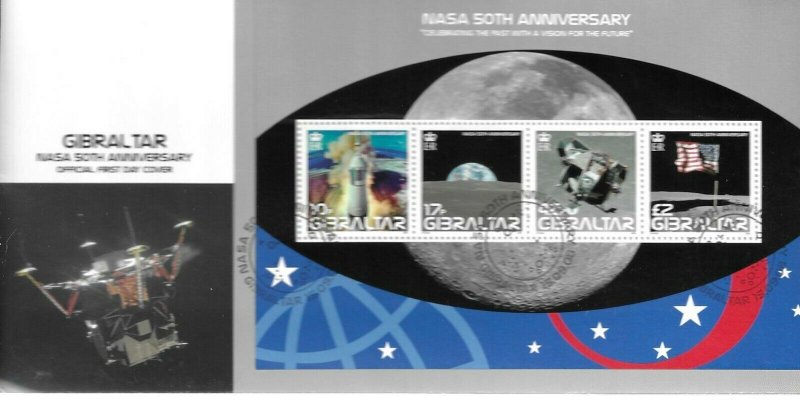 2008    GIBRALTAR  -  NASA  50th ANNIVERSARY    -   FIRST DAY COVER