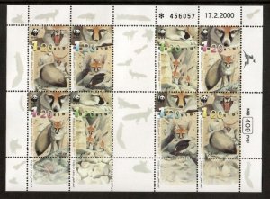 Israel 2000 - Endangered Animals - Sheet of 8 Stamp - Scott #1401 - 4 MNH