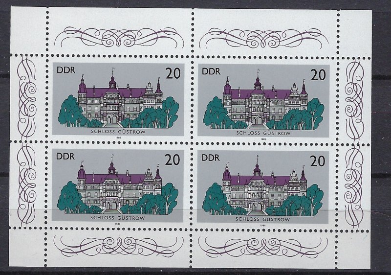 DDR #2556a MNH M/S CV$0.90 Gustrow Castle