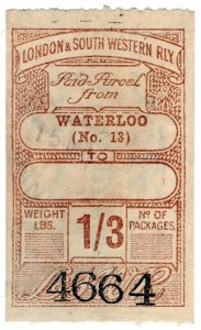 (I.B) London & South Western Railway : Paid Parcel 1/3d (Waterloo)