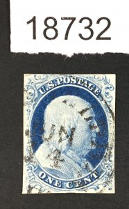 MOMEN: US STAMPS # 9 IMPERF VF POS.47L1L USED LOT #18732