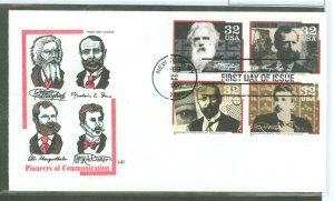 US 3064a 1996 32c Pioneers of communication block of four on an unaddressed FDC with a House of Farnum cachet