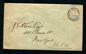 Lot2 c Jamaica Cover 1909 stamp 2 1/2 penny to U.S.A. New York