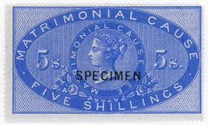 (I.B) QV Revenue : Matrimonial Cause 5/- (specimen)