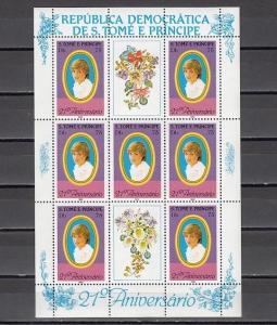 St.Thomas, Scott cat. 656. Lady Diana`s Birthday sheet. Orchid in Label. ^