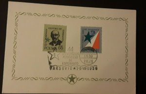 1959 Warsaw Poland World Congress Of Esperanto Illustrated Cover  