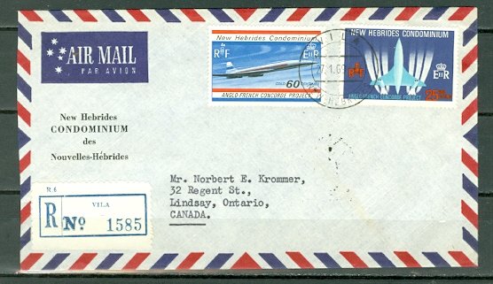 NEW HEBRIDES BRITISH...CONCORDE #130-131..SET on REGISTER. AIR COVER to CANADA