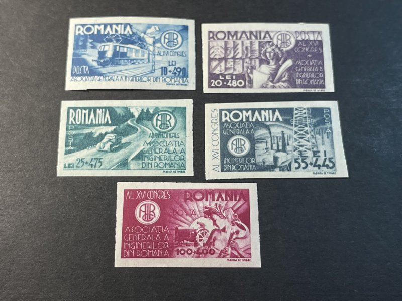 ROMANIA # B309-B313--MINT/NH--IMPERFORATE--COMPLETE SET--SEMI-POSTAL--1945