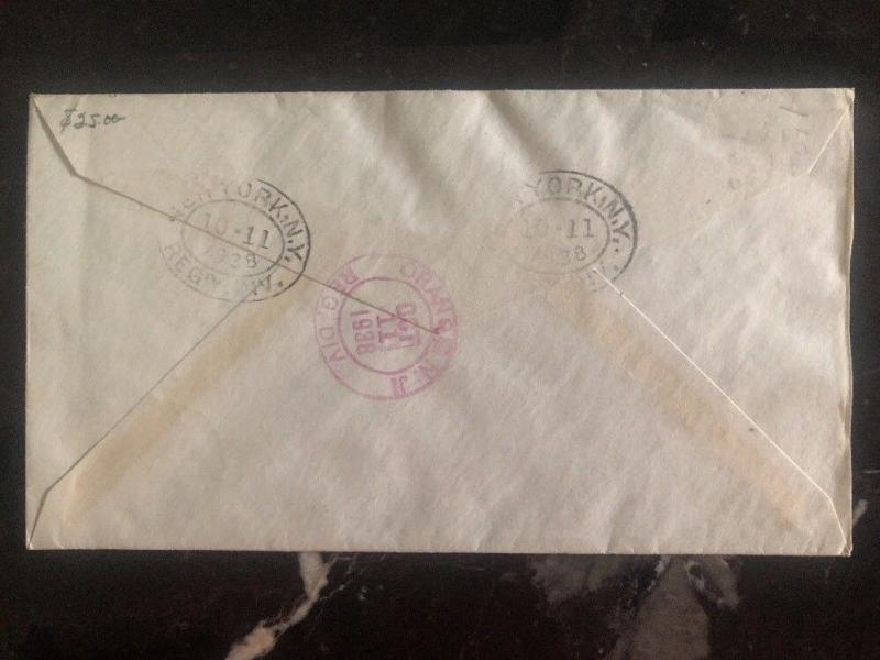 1938 Libreville French Africa Congo Registered Cover To New York USA