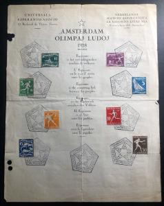 1928 Amsterdam Netherlands Olympics Souvenir Sheet Cover Sc#B25-32 Esperanto