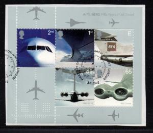 Great Britain Sc 2052a 2002 Jet Planes stamp sheet used