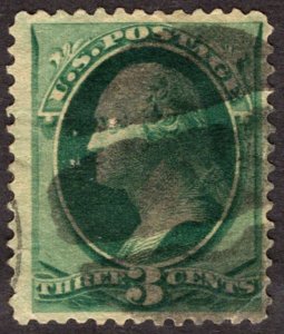 1873, US 3c, Washington, Used, Sc 158
