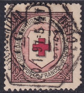 Portugal 1890 Sc 1S1b red cross franchise used perf 12.5