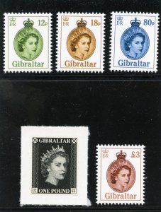 Gibraltar 2015 QEII Self-adhesive set complete superb MNH. SG 1639-1643.